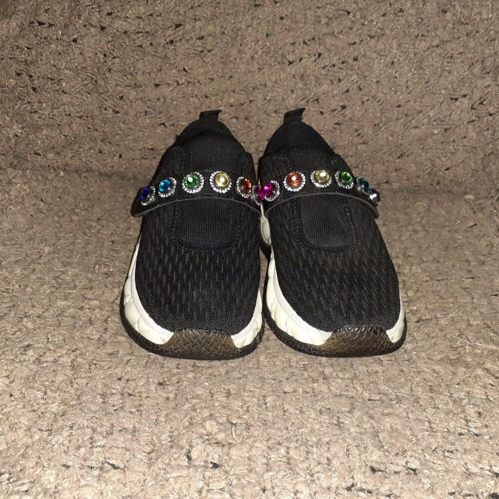 KURT GEIGER LONDON-Knit Jewel-Black-1.5" Platform-Colored Jewels-Sz 6-Excellent - Picture 3 of 8